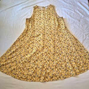 Yellow Floral Sleeveless A-Line Dress